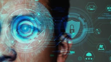 Veri gizliliği kavramını korumak için siber güvenlik şifreleme teknolojisi. 3B hazırlama bilgisayarı grafiği .