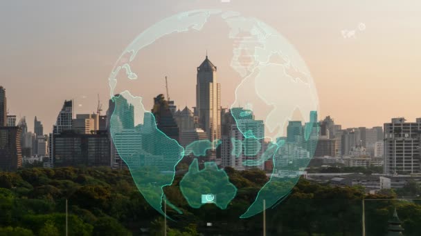 Global anslutning och förändringar i nätet i smarta städer — Stockvideo