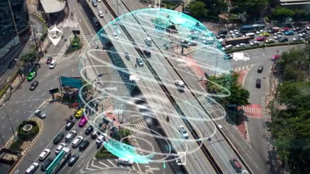 Koncepcja inteligentnej zmiany technologii transportowej dla przyszłej kontroli ruchu drogowego — Wideo stockowe