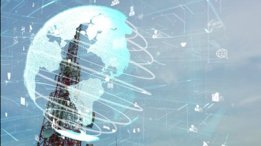 Telekomünikasyon kulesi küresel iş değişikliğinin 3 boyutlu grafiğiyle