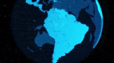 Uzayda ağ teknolojisi kavramını gösteren dijital dünya 3D yörünge dönüşü