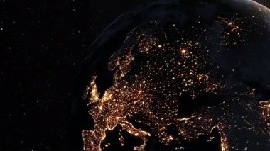 Gerçekçi coğrafya yüzeyi ve bulutları olan Dünya Gezegeni 3D yörünge animasyonu