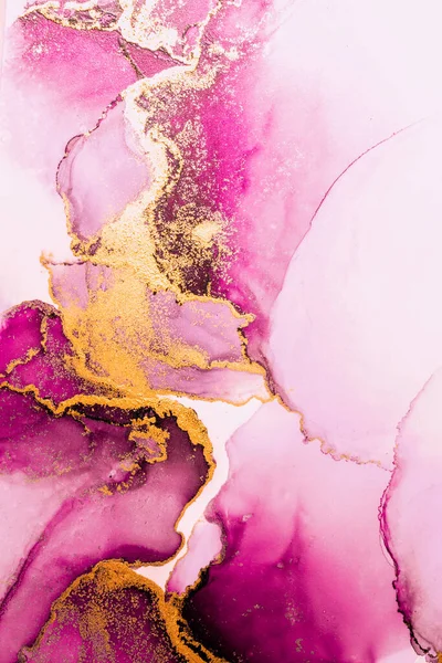 Рожевий золотий абстрактний фон з мармурового рідкого чорнила живопису на папері  . — стокове фото