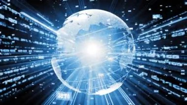 Fütürist küresel ağ ve üç boyutlu dijital veri transferi grafiği