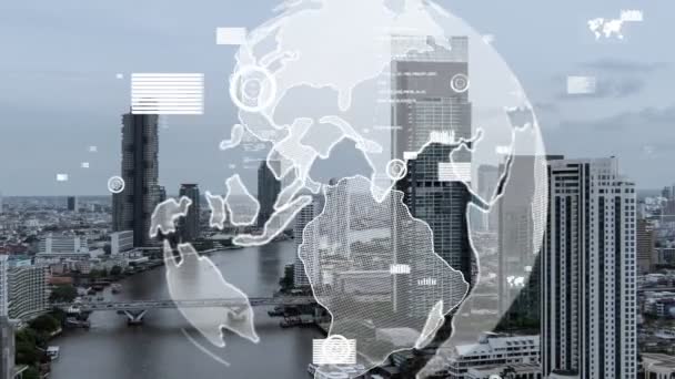 Connessione globale e alterazione della rete internet nelle smart city — Video Stock