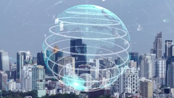 Connessione globale e alterazione della rete internet nelle smart city — Video Stock