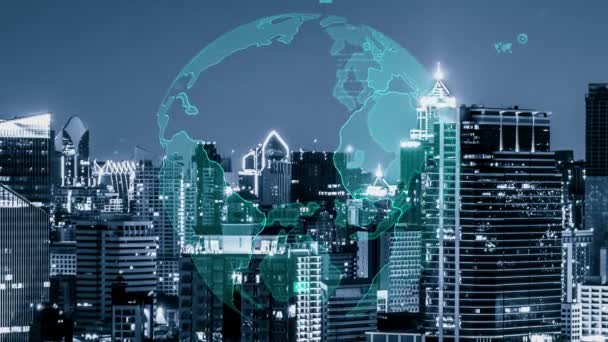 Connessione globale e alterazione della rete internet nelle smart city — Video Stock