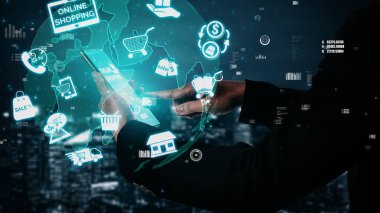 Çevrimiçi alışveriş ve internet para teknolojisi kavramsal