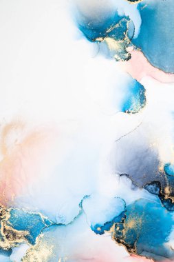 Kağıt üzerinde mermer sıvı mürekkep resminin lüks mavi soyut arkaplanı .