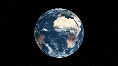 Gerçekçi coğrafya yüzeyi ve yörüngesel 3D bulut atmosferine sahip Dünya gezegeni