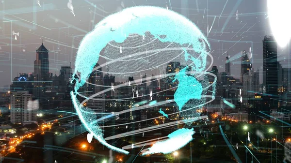 Globale Vernetzung und Veränderung des Internetnetzes in der Smart City — Stockfoto