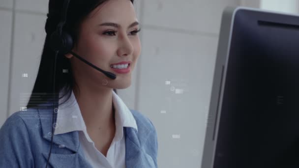 Atendimento ao cliente call center fornecer dados em visão conceitual — Vídeo de Stock