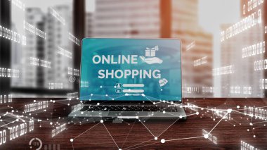 Çevrimiçi alışveriş ve internet para teknolojisi kavramsal