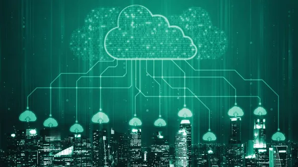 Cloud-Computing-Technologie und Online-Datenspeicherung für schlaues Business-Netzwerk-Konzept — Stockfoto