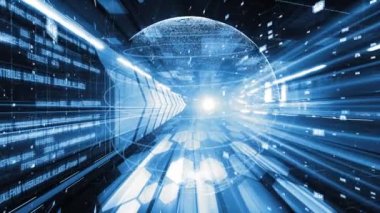 Fütürist küresel ağ ve üç boyutlu dijital veri transferi grafiği