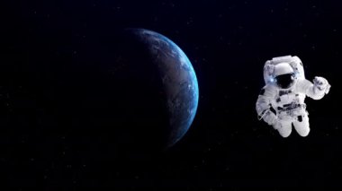 Astronot uzay yürüyüşü yaparken uzay uçuşları görevinde çalışıyor.