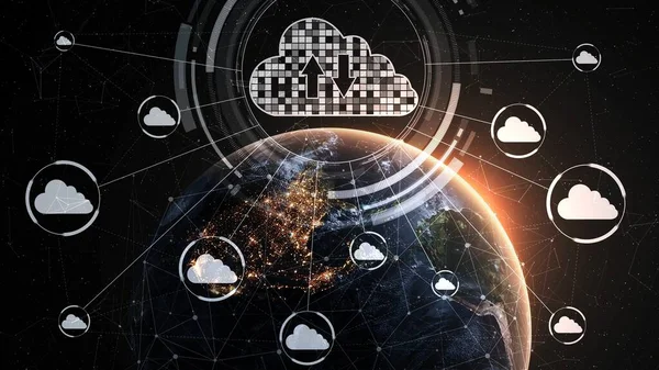 Technologia przetwarzania w chmurze i przechowywanie danych online dla sprytnej koncepcji sieci biznesowej — Zdjęcie stockowe
