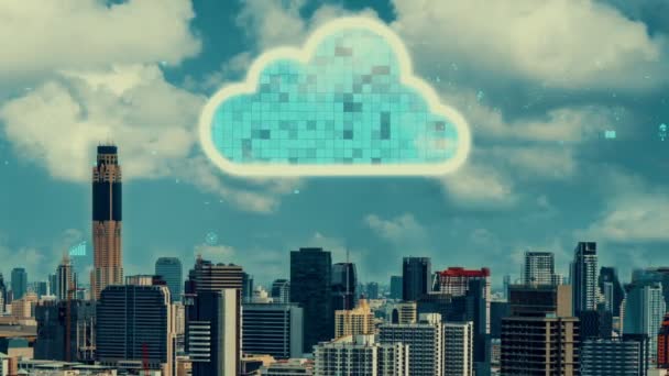 Technologia przetwarzania w chmurze i przechowywanie danych online do celów wymiany danych w chmurze — Wideo stockowe