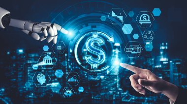 Yapay zeka ve makine öğrenimi AI droid robotu veya cyborg