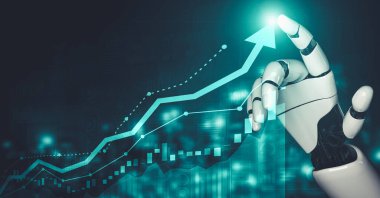 Yapay zeka ve makine öğrenimi AI droid robotu veya cyborg