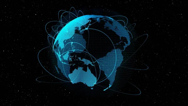 Global network and internet connection in orbital earth globe — Stock Photo, Image