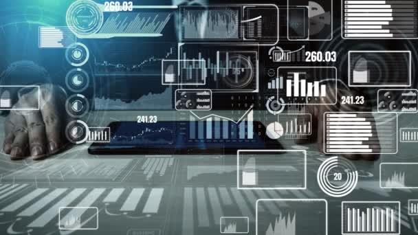 Painel de negócios conceitual para análise de dados financeiros — Vídeo de Stock