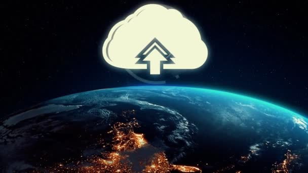 Cloud computing technologie en online data-opslag voor slimme zakelijke netwerk — Stockvideo