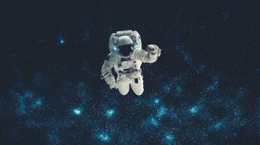 Astronot uzay yürüyüşü yaparken uzay uçuşları görevinde çalışıyor.