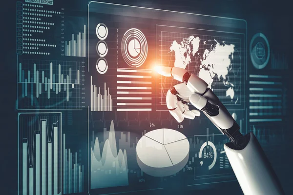 Futurisztikus AI gondolkodás droid robot mesterséges intelligencia koncepció — Stock Fotó