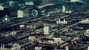 İnşaat alanı üzerinde değişiklik grafikli inşaat teknolojisi kavramı