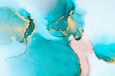 Kağıt üzerinde mermer sıvı mürekkep resminin lüks mavi soyut arkaplanı .