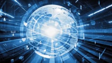 Fütürist küresel sosyal medya, insanlar iletişim ağı ve dijital veri paylaşımı