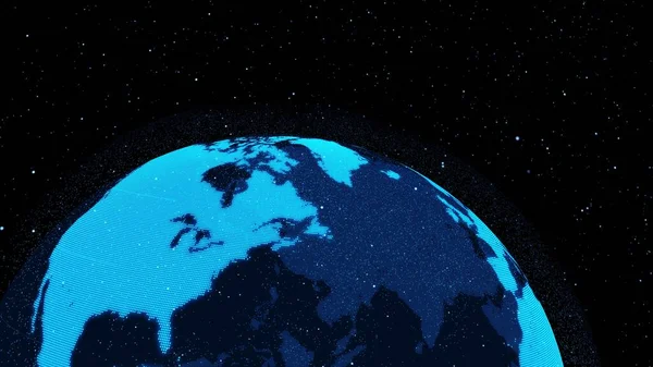 3D Digitale orbitale aarde in cyberspace met concept van netwerktechnologie — Stockfoto