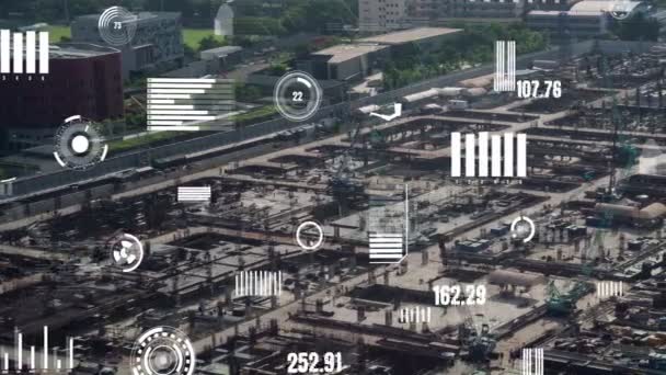 Koncepcja technologii budowlanej ze zmianą grafiki na placu budowy — Wideo stockowe