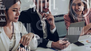 Kurumsal personel toplantısında iş adamlarının kavramsal vizyonu