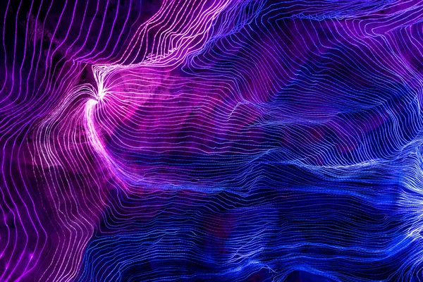 Abstract wave of digital weave lines connecting network dots and dark background — Stock Photo, Image