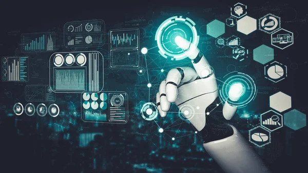 Yapay zeka ve makine öğrenimi AI droid robotu veya cyborg