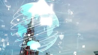 Telekomünikasyon kulesi küresel iş değişikliğinin 3 boyutlu grafiğiyle