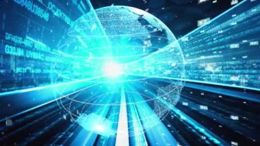 Fütürist küresel ağ ve üç boyutlu dijital veri transferi grafiği