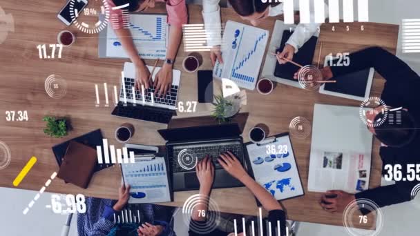 Az üzletemberek koncepcionális jövőképe a vállalati személyzeti értekezleten — Stock videók