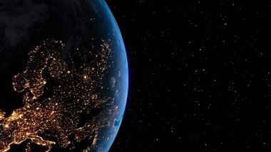 Gerçekçi coğrafya yüzeyi ve yörüngesel 3D bulut atmosferine sahip Dünya gezegeni