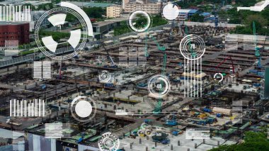 İnşaat alanı üzerinde değişiklik grafikli inşaat teknolojisi kavramı