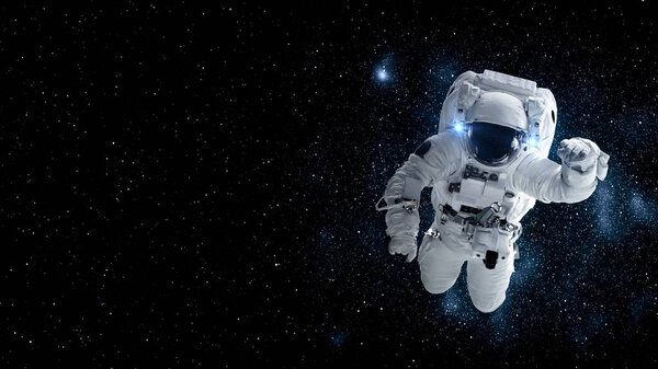 Astronaut spaceman do spacewalk while working for spaceflight mission