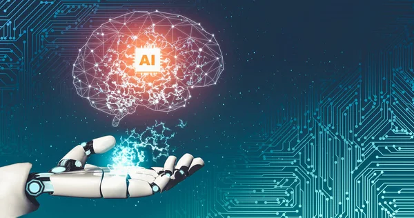 La pensée futuriste IA de robot droïde concept d'intelligence artificielle — Photo