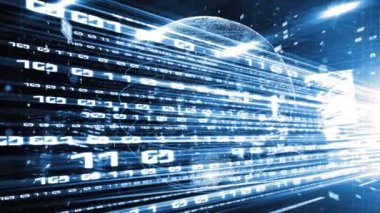 Fütürist küresel ağ ve üç boyutlu dijital veri transferi grafiği