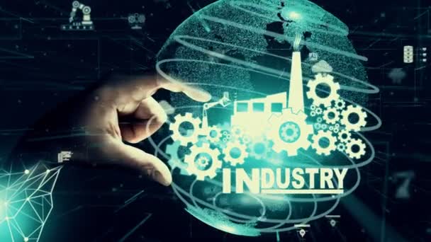 Futuristic industry 4.0 and inventive mechanized engineering concept — Vídeo de Stock