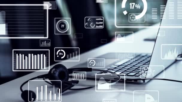 Panel de operaciones para el análisis de datos financieros gráfico visional — Vídeo de stock