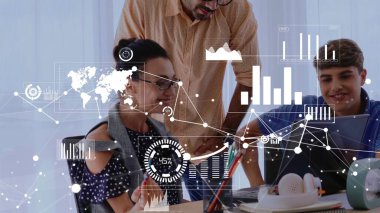 Kurumsal personel toplantısında iş adamlarının kavramsal vizyonu