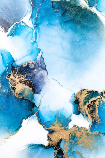 Luksusowy niebieski abstrakcyjne tło marmuru płynny tusz malarstwo na papierze . — Zdjęcie stockowe