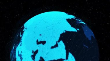 Uzayda ağ teknolojisi kavramını gösteren dijital dünya 3D yörünge dönüşü